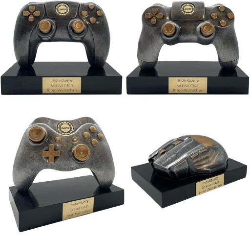 Personalisierte Maus- und Controller-Trophäen