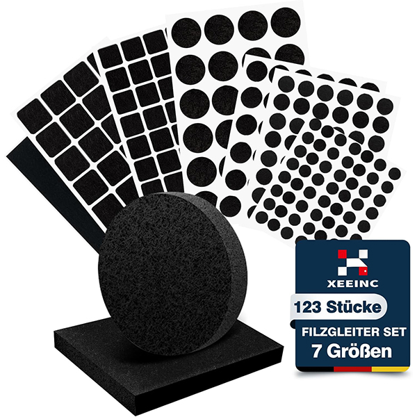 selbstklebende Filzgleiter, 123 Stück